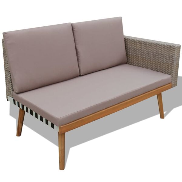 vidaXL Garden Sofa Set Gray PE Rattan Large Removable Covers