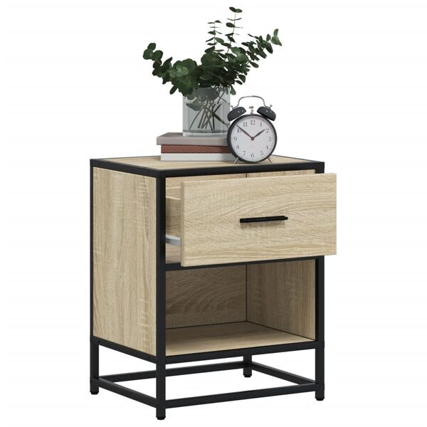 vidaXL Bedside Cabinet Sonoma Oak Engineered Wood, Steel