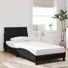 vidaXL Bed Frame Black Velvet, Metal, Solid Pine Wood Twin Lights