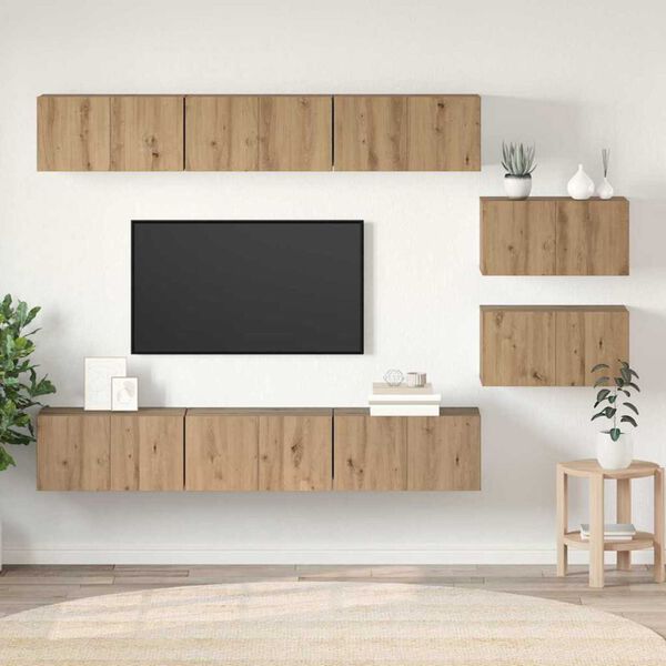 vidaXL TV Cabinet Set Wall-mounted Artisan Oak Engineered Wood