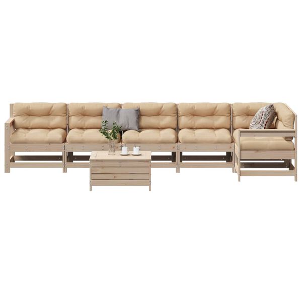 vidaXL 7 Piece Patio Lounge Set with Cushions Solid Wood Pine
