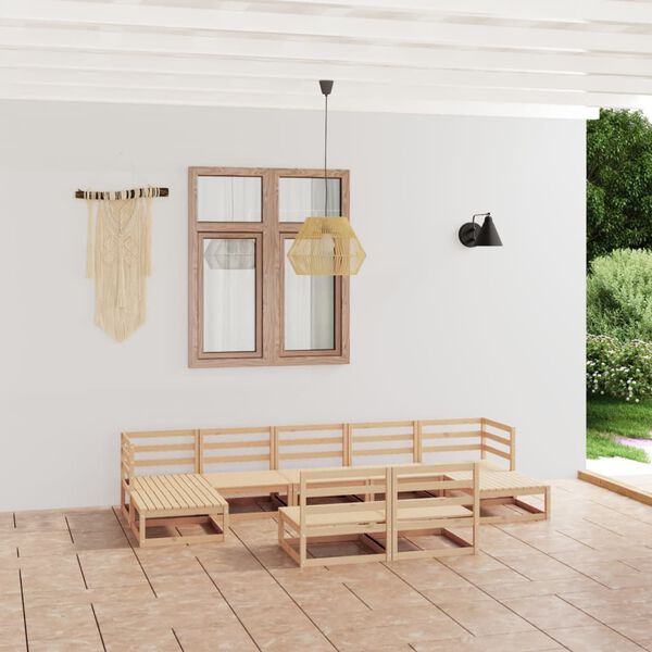 vidaXL Garden Lounge Set Natural Wood Solid Pine Wood Large Modular