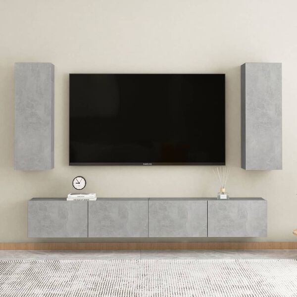 vidaXL TV Cabinet Concrete Grey Engineered Wood TV Cabinet Rectangular