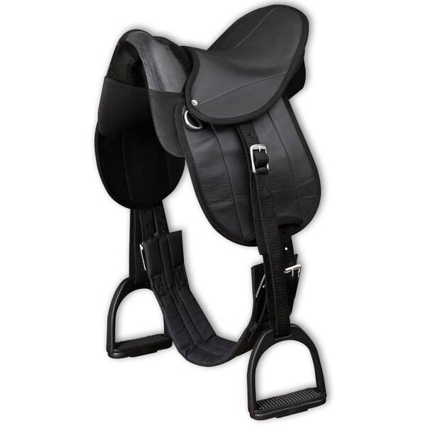 vidaXL Saddle Set Black Plastic, Polyester 10-inch seat Durable