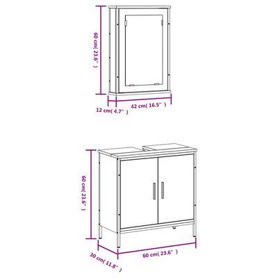 Technical dimensions diagram showing cabinet dimensions in pink annotations