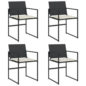 vidaXL Garden Chair Set of 4 Black, Cream White