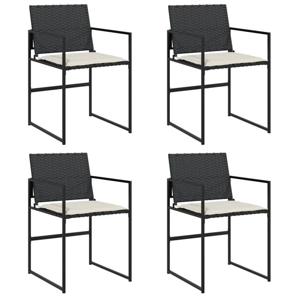 vidaXL Garden Chair Set of 4 Black, Cream White