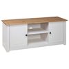 vidaXL TV Cabinet White and natural wood Solid pine 47.2 in wide