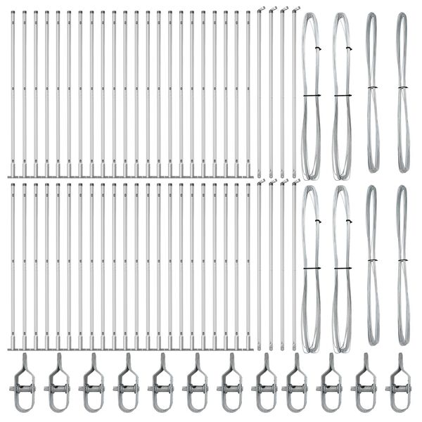 vidaXL Fence Post Other 52 pcs Grey 1.26 x 1.26 x 32.87 in Steel