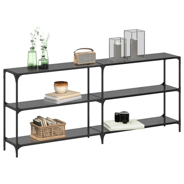 vidaXL Console Table Black glass Steel and Glass Large Console Table