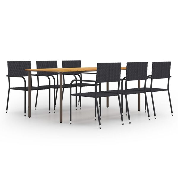 vidaXL Dining Set Black Solid acacia wood Large Stackable