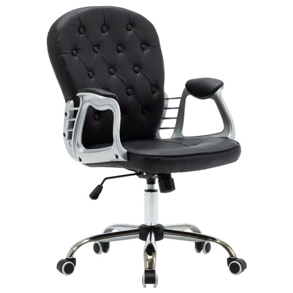 vidaXL Office Chair Black Faux leather, Iron Standard Swivel