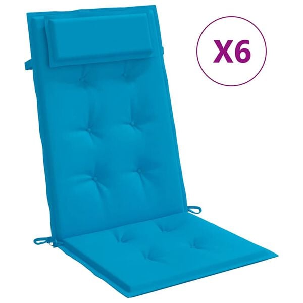 vidaXL Highback Chair Cushion Set of 6 Light blue
