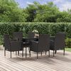 vidaXL Garden Dining Set Black Poly Rattan 7 Piece Set Durable