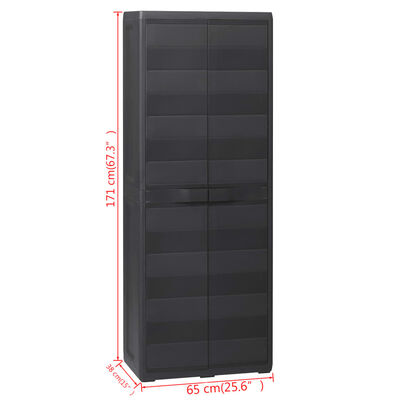vidaXL Garden Storage Cabinet with 3 Shelves Black