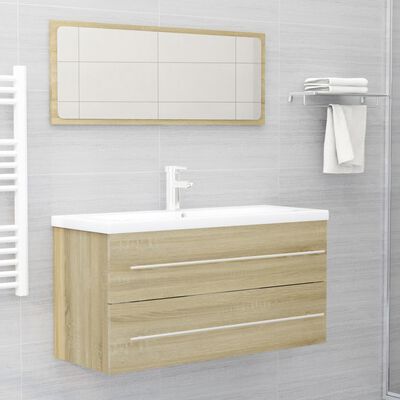 vidaXL 2 Piece Bathroom Furniture Set Sonoma Oak Chipboard
