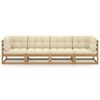 vidaXL Garden Sofa Honey brown, Cream Solid pinewood, 100% polyester fabric