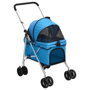 vidaXL Dog Stroller Blue 300D oxford fabric, steel Medium Foldable