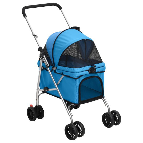 vidaXL Dog Stroller Blue 300D oxford fabric, steel Medium Foldable