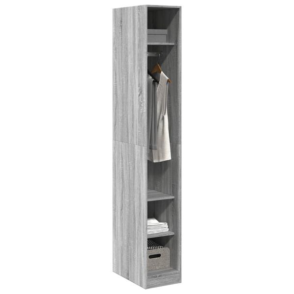 vidaXL Wardrobe Grey Sonoma Engineered wood Medium-sized Storage