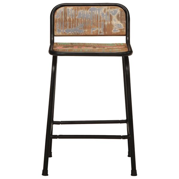 vidaXL Bar Stool Set of 4 Brown and black Solid reclaimed wood, iron