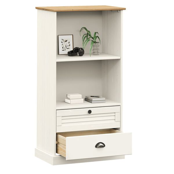 vidaXL Bookcase White Solid pine wood, engineered wood, metal Tall