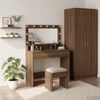 vidaXL Dressing Table with Shelf Brown Oak 39.37 x 16.14 x 53.15 in
