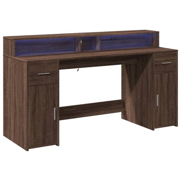 vidaXL Desk Brown Oak Engineered Wood Standard Desk Rectangular