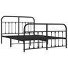 vidaXL Bed Frame Black Powder-Coated Steel Double Bed Bed Frame