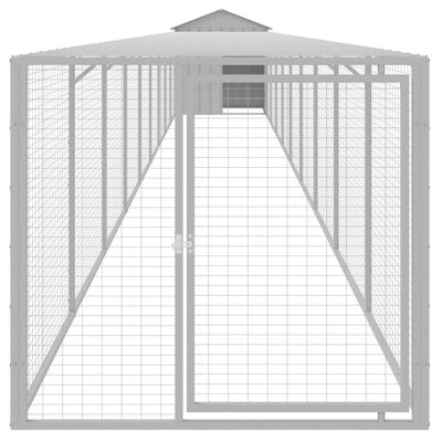 vidaXL Chicken Cage with Run Light Gray 46.1"x400.4"x48.4" Galvanized Steel