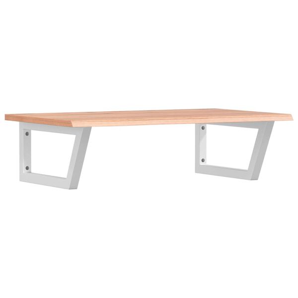 vidaXL Basin Shelf Light brown Steel and Solid Oak Wood Wall mounting