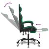 vidaXL Gaming Chair with Footrest Black and Green Faux Leather