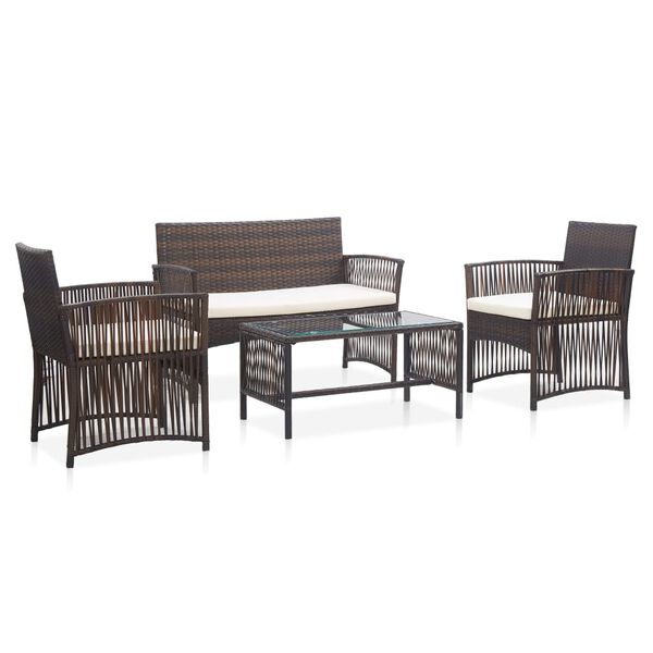 vidaXL Garden Lounge Set Brown and Cream white