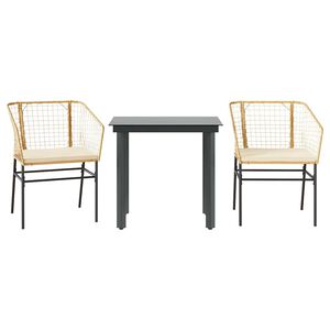 vidaXL Garden Dining Set Brown Poly Rattan 2-seater