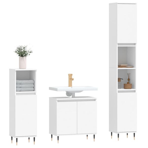 vidaXL Bathroom Furniture Set White Engineered wood, metal Medium