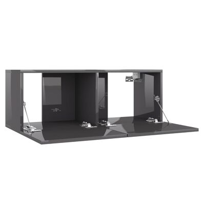 vidaXL TV Cabinet High Gloss Gray 31.5"x11.8"x11.8" Engineered Wood