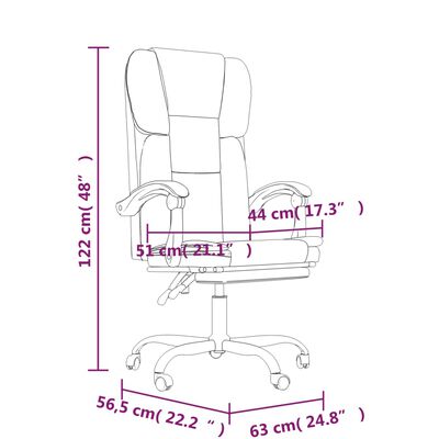 vidaXL Reclining Office Chair Gray Faux Leather