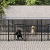 vidaXL Dog Kennel Black Powder-coated steel Large Durable Dog Kennel