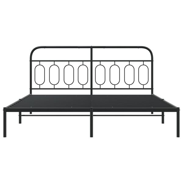 vidaXL Bed Frame Black Steel 72 x 84 in Bed Frame Rectangular Modern
