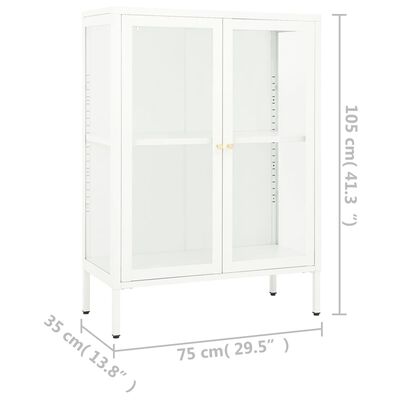 vidaXL Sideboard White 29.5"x13.8"x41.3" Steel and Glass