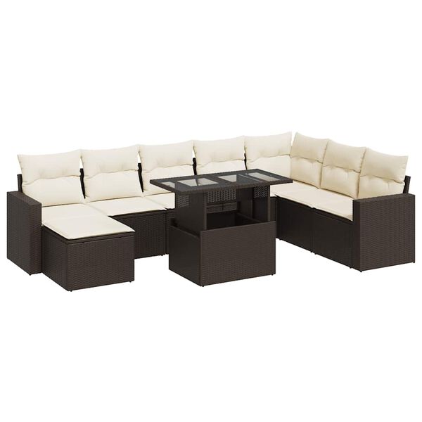 vidaXL Garden Sofa Set Brown and Cream White