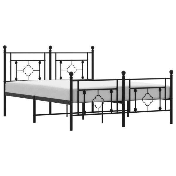 vidaXL Bed Frame Black Powder-Coated Steel 55 x 78.7 in Bed Frame