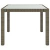 vidaXL Patio Table 35.4"x35.4"x29.5" Tempered Glass and Poly Rattan Gray