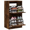 vidaXL Tall Shoe Cabinet Smoked Oak Engineered Wood Tall