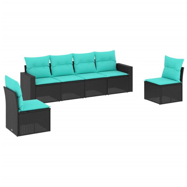 vidaXL Garden Sofa Set Black PE rattan Large Adjustable Feet