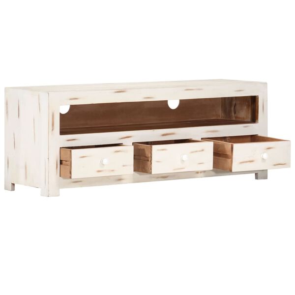 vidaXL TV Cabinet White Solid Acacia Wood Medium TV Cabinet