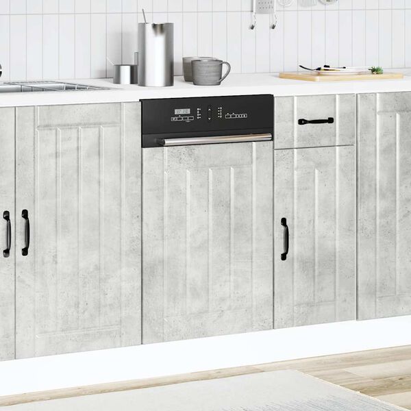 vidaXL Dishwasher Panel Concrete grey Engineered wood 17.7 x 0.6 x 26.4 in
