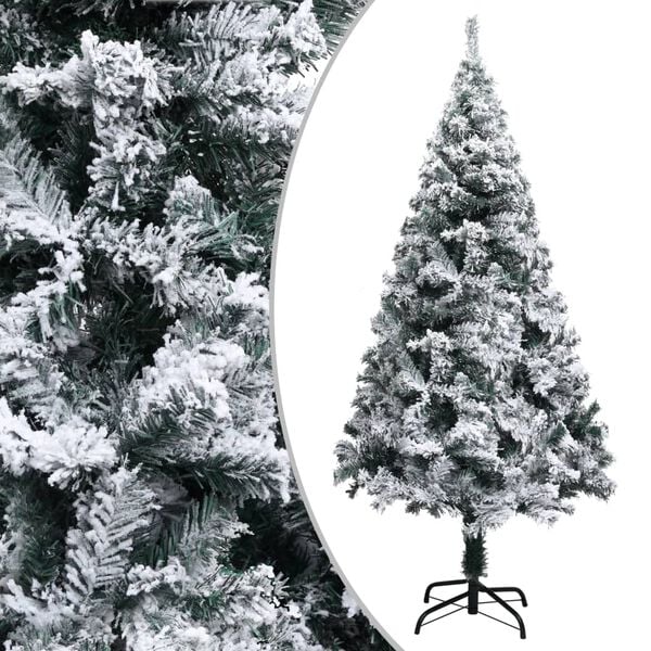 vidaXL Artificial Christmas Tree Green with flocked snow PVC, Metal
