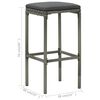 vidaXL Garden Bar Set Gray PE rattan, powder-coated steel, fabric Compact