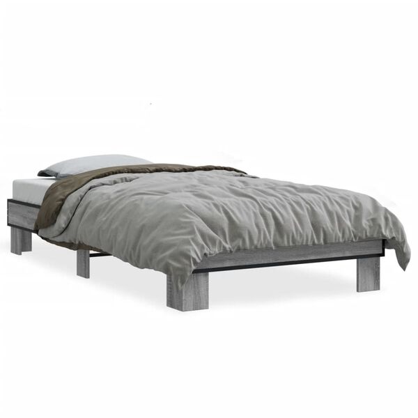 vidaXL Bed Frame Gray Sonoma Engineered Wood Single Durable Bed Frame
